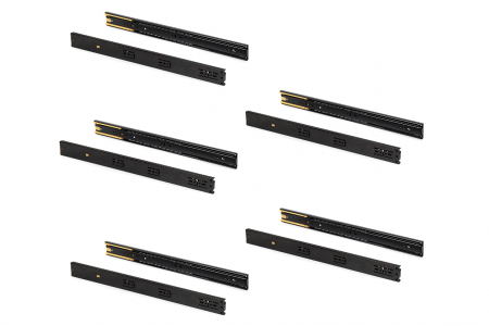 Mobila Living & Dining - Emuca Set de 5 perechi de glisiere cu bile, extensie completa cu amortizor, 45 x 600 mm, negru