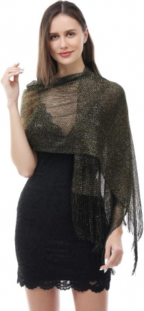Esarfa lunga tip sal pentru femei Ladiery, negru auriu [5]