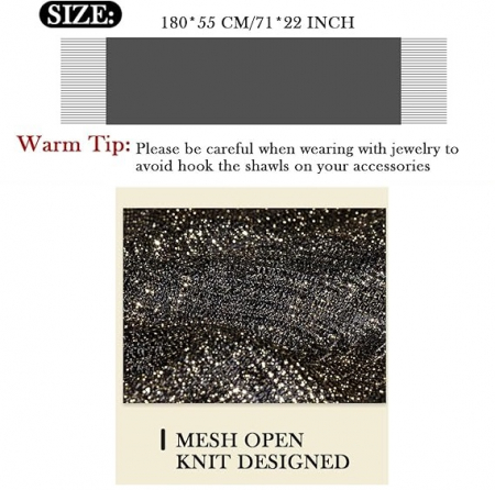 Esarfa lunga tip sal pentru femei Ladiery, negru auriu [4]