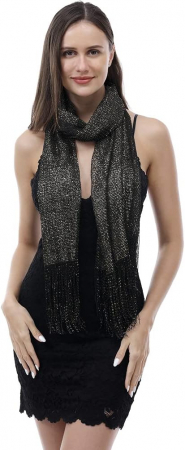 Esarfa lunga tip sal pentru femei Ladiery, negru auriu [2]