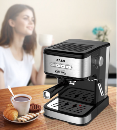 Espressor de cafea Zass ZEM 03, presiune 20 bari, 1,5 litrii, panou iluminat, dispozitiv spumare, 2 filtre [9]