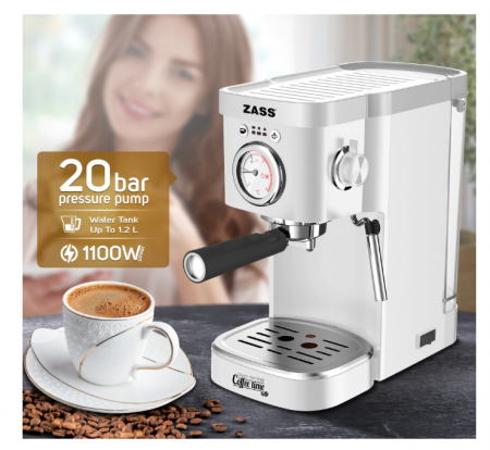 Espressor de cafea Zass ZEM 08, presiune 20 bari, rezervor 1,2L detasabil [4]