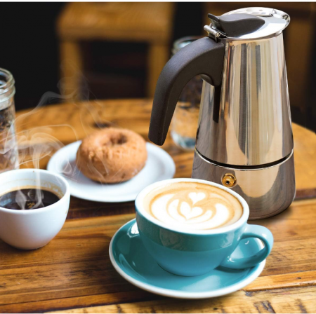 Espressor Godmorn, oțel inoxidabil 430, 450 ml, potrivit pentru plită cu inducție [7]