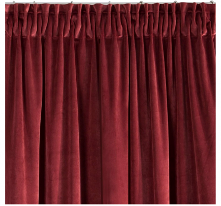 Eurofirany Draperie moale din catifea, opacă, simplă, cu bandă Rufflette pentru șină, 140 x 270 cm, Bordeaux închis [7]