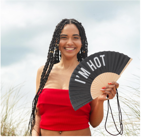 Evantai cu mesaj în limba engleză "I'M HOT"(Sunt fierbinte) pentru femei, negru [5]