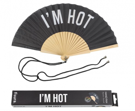 Evantai cu mesaj în limba engleză "I'M HOT"(Sunt fierbinte) pentru femei, negru [0]