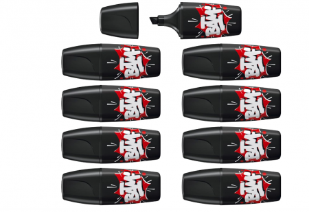 Birotica & Papetarie - Evidențiator, Highlighter STABILO BOSS MINI by Snooze One, Pachet de 9, Negru