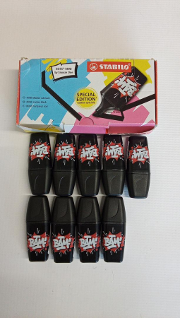 Evidențiator, Highlighter STABILO BOSS MINI by Snooze One, Pachet de 9, Negru [1]