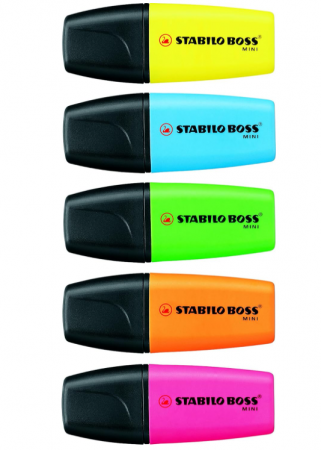 Evidentiator, Highlighter STABILO BOSS, set de 5 culori, galben, portocaliu, roz, verde și albastru [2]