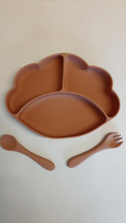 Farfurie pentru bebe COTTONBEBE cu ventuza, lingură + furculiță [1]