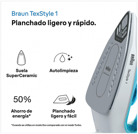 Fier de calcat cu abur Braun Household TexStyle 1 SI 1050BL, 2000 wati, albastru [1]