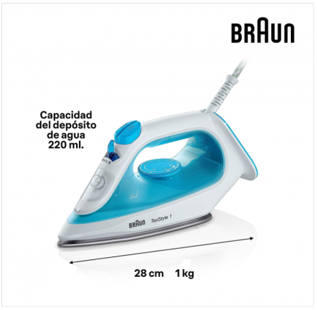 Fier de calcat cu abur Braun Household TexStyle 1 SI 1050BL, 2000 wati, albastru [2]