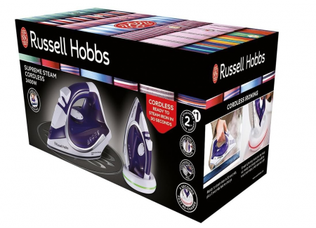 Fier de calcat cu abur fara fir Russell Hobbs Supreme Steam, 2400W, 135 g/min abur suplimentar, 300 ml, talpa ceramica [3]