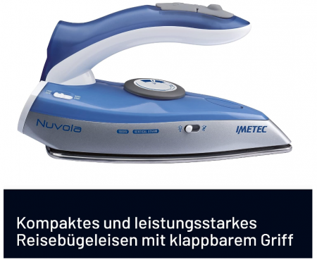 Fier de călcat cu abur Imetec Nuvola, placă de oțel inoxidabil 1000 W, de călătorie [1]