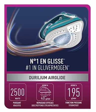 Fier de calcat cu aburi Calor Easygliss Plus FV5719C0, 2500 W, albastru [6]