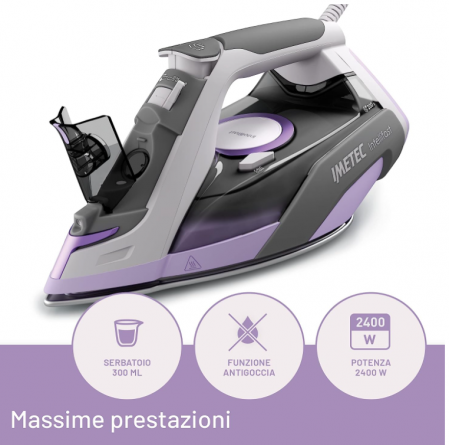 Fier de călcat cu aburi Imetec Intellifast, Tehnologia Intelli System, Talpă Ceramic Diamond, anti-calcar, 2400 W [6]