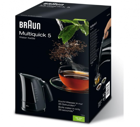 Fierbător Braun MultiQuick 5 WK, 3000W, filtru anticalcar, oprire automată, 1.7L, negru [1]