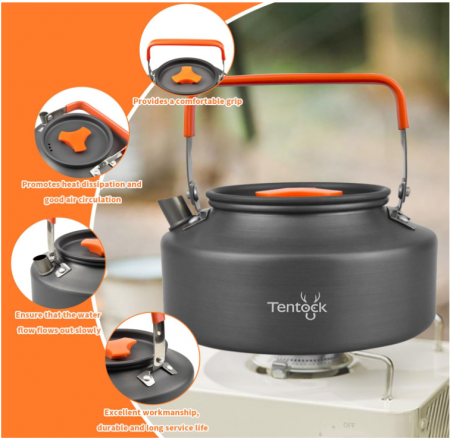 Fierbător/Ceainic Tentock pentru camping, de 1L, din aluminiu [2]