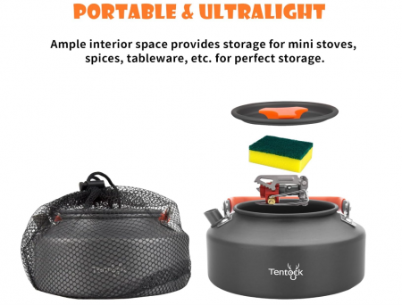 Fierbător/Ceainic Tentock pentru camping, de 1L, din aluminiu [5]
