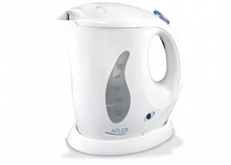 Fierbător electric Adler 02, capacitate de 0.6 litri, putere 760 W, plastic , alb [0]
