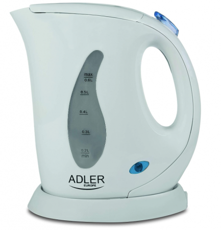 Fierbător electric Adler 02, capacitate de 0.6 litri, putere 760 W, plastic , alb [2]