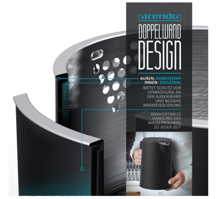 Fierbator electric Arendo din otel inoxidabil, 40-100 grade, 1.5 L [7]