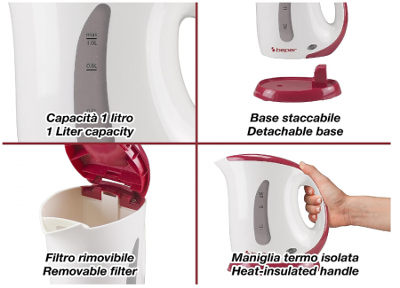 Fierbător electric BEPER BB.050, 1100 W, 1 litru, plastic [2]