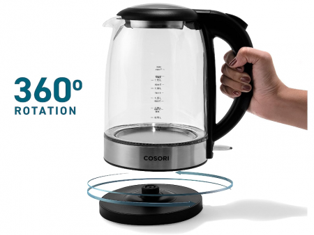 Fierbător electric din sticlă COSORI, 1.7L, 2200W, oțel inoxidabil, fără BPA [8]