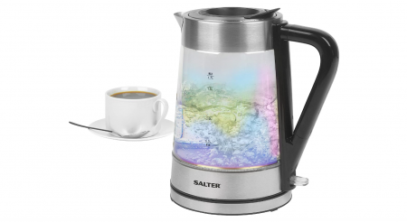 Electrocasnice pentru Bucatarie - Fierbător electric din sticlă Salter EK5078IR, 1.7L, filtru de calcar, 2200W