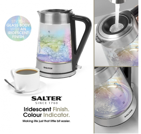 Fierbător electric din sticlă Salter EK5078IR, 1.7L, filtru de calcar, 2200W [3]