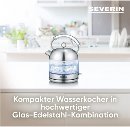 Fierbător electric din sticlă SEVERIN, design retro, ceainic, WK 3459 [2]