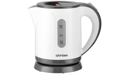 Ceainice si infuzoare - Fierbător electric GRIFEMA 0.8L, 1100W, ceainic de calatorie, fără BPA, alb