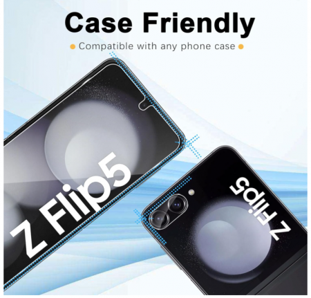 Folie protectie ecran de confidențialitate + folie camera Funrae pentru Samsung Galaxy Z Flip 5 5G [6]