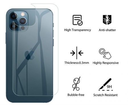 Set 2 Folie spate transparente de protectie QULLOO pentru iPhone 12 Pro Max 5G [2]
