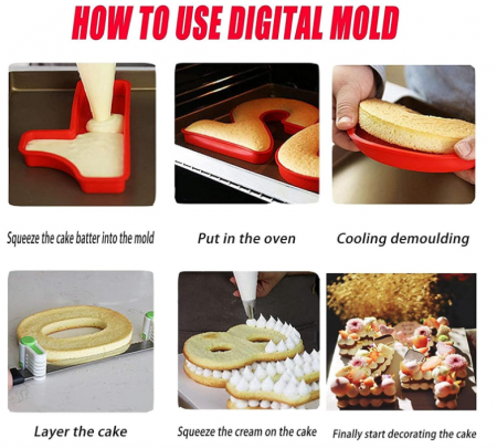 Forma din silicon cu numarul 5 pentru tort/prajituri, 25 cm, rosu [5]