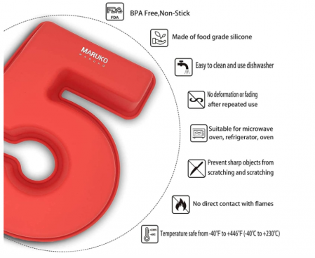 Forma din silicon cu numarul 5 pentru tort/prajituri, 25 cm, rosu [4]