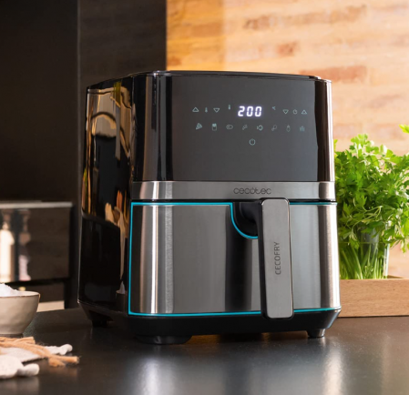 Friteuză cu aer cald Cecotec Cecofry Full InoxBlack 5500 Pro cu accesorii, digitală, 1700 W, oțel inoxidabil, fără ulei PerfectCook [9]