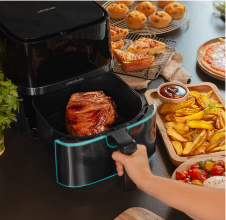 Friteuză cu aer cald Cecotec Cecofry Full InoxBlack 5500 Pro cu accesorii, digitală, 1700 W, oțel inoxidabil, fără ulei PerfectCook [6]