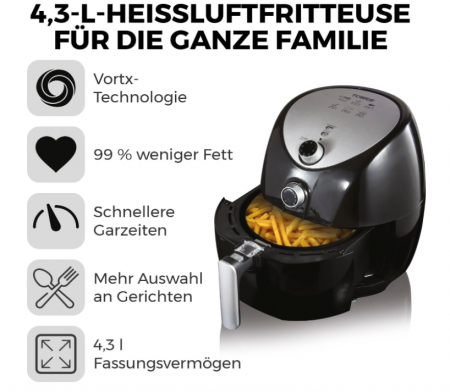 Friteuza cu aer cald Tower T17021, 4.3 L, 1500W, negru [3]