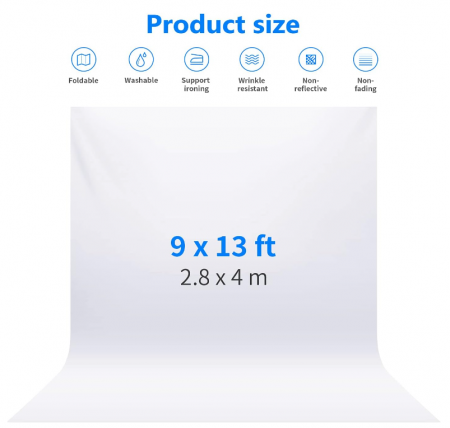 Fundal pentru fotografie de studio, Neewer, Poliester, 2.8x4 m, Alb [1]