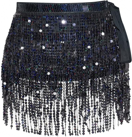Fusta cu paiete pentru dansul din buric (belly dance), negru [0]