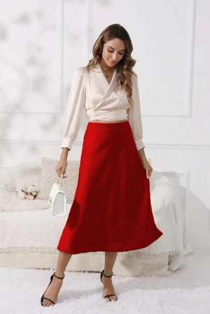 Fusta lunga maxi pentru femei Ciyubvh, rosu, M [3]