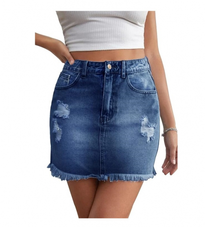 Rochii si Fuste dama - Fusta mini de denim de vară pentru femei JayscreateEU, albastru, XXL