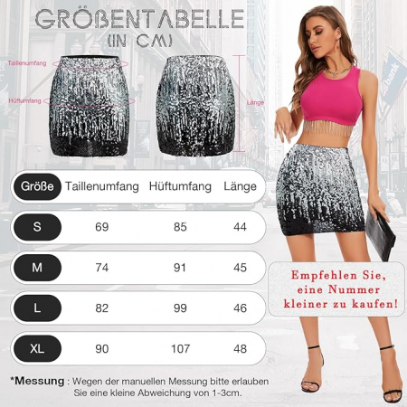 Fusta mini pentru femei Durio, cu paiete, argintiu, L [4]