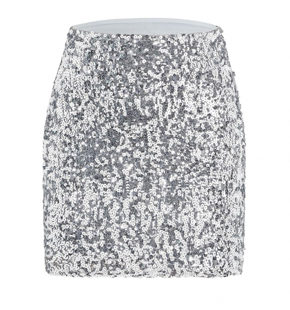 Rochii si Fuste dama - Fusta mini pentru femei Durio, cu paiete, argintiu, L