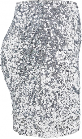 Fusta mini pentru femei Durio, cu paiete, argintiu, L [1]
