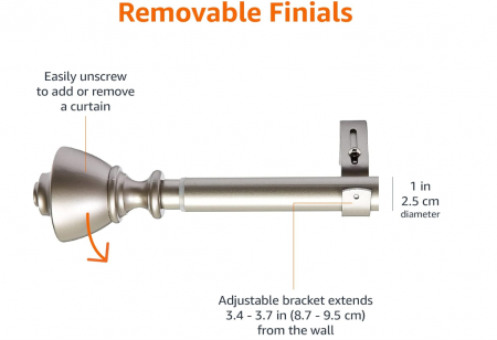 Galerie de perdea Amazon Basics, de 2.5 cm, 90 cm, nichel [5]