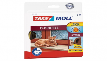 Garnituri de etanșare Tesa pentru izolarea ferestrelor și ușilor, maro, 6m x 9mm x 7.5mm [0]