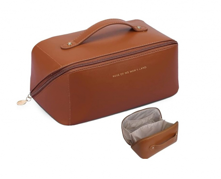 Articole Voiaj - Geantă cosmetică de călătorie Owlfun, din piele impermeabilă, maro