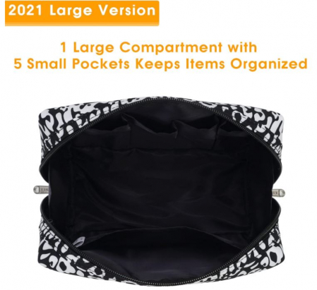 Geanta cosmetica Narwey, pentru femei, leopard negru/alb [2]